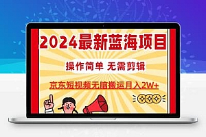 2024最新蓝海项目，无需剪辑，京东图文短视频无脑搬运月入2W+